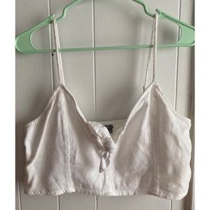 Aerie White Cropped Spaghetti Strap Tank size L